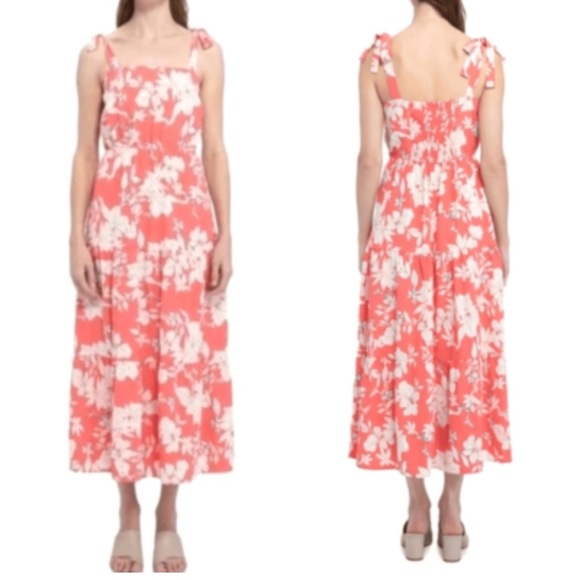 Paper Moon Floral Pink Sleeveless Mid Dress M - Picture 1 of 10